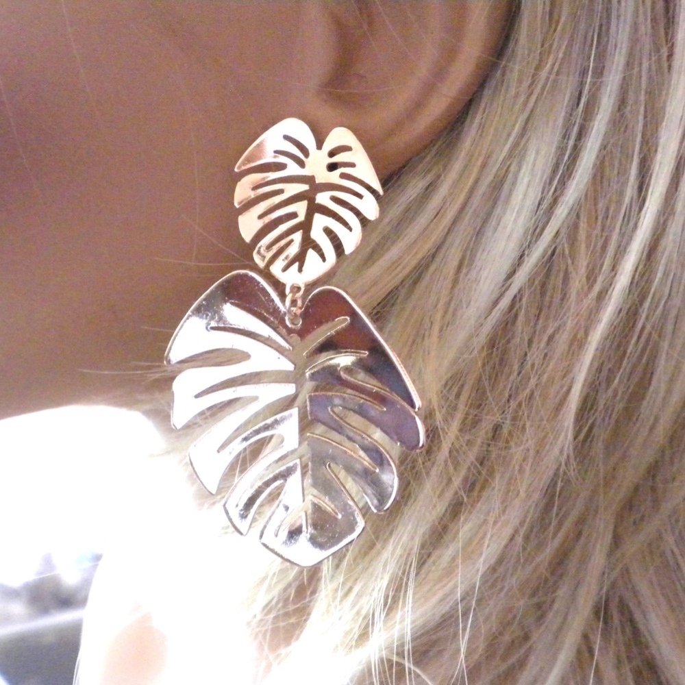 Fig Leaf Earrings 2 Inch Dangles